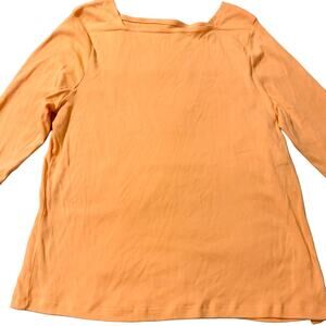 Chico’s Peach Orange Ultimate Tee 2 (Large) Women’s Square Neck 3/4 Sleeve READ